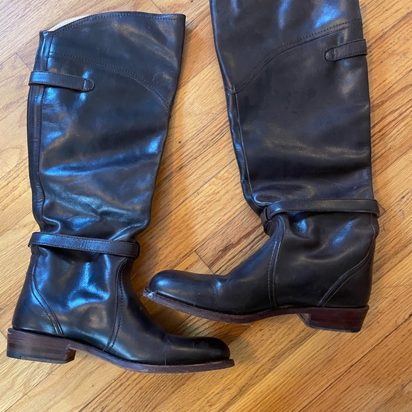 Frye Dorado Dark Brown Leather Boots, great condition, size 6. Retails for $590. - Picture 3 of 12